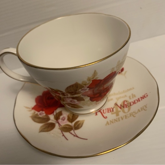 40th wedding anniversary cup and plate,vintage,Duchess bone china from England - Picture 1 of 8
